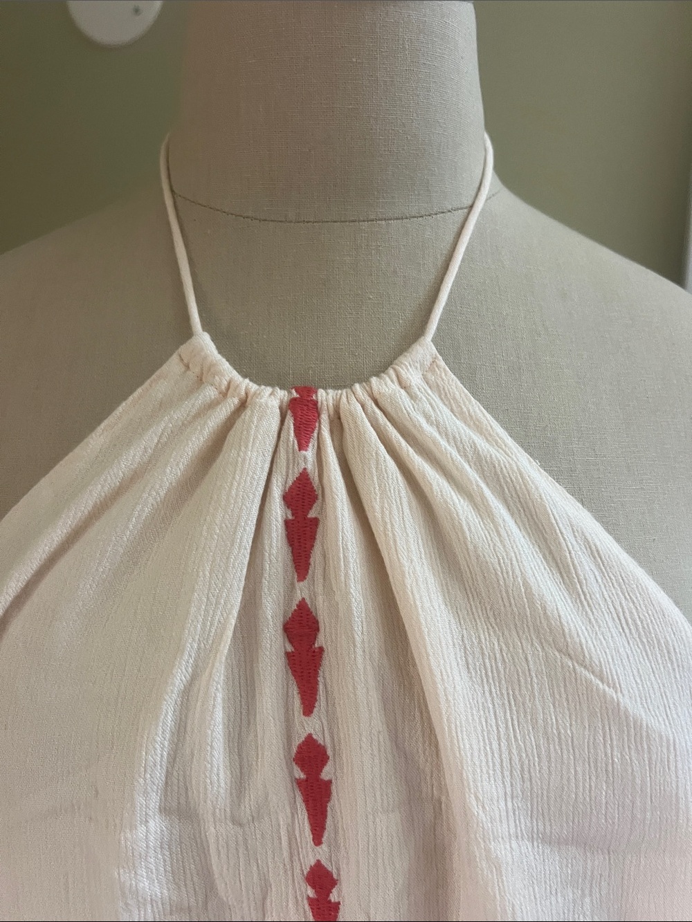 Piper by Townsen Cream Ava Halter Boho with Multicolor Tassel Fringe Trim M NWT
